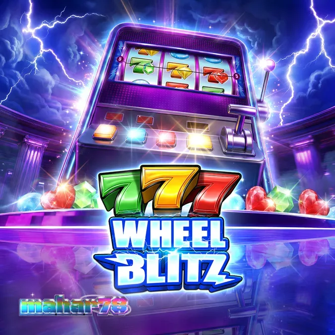 Tampilan visual slot 777 Wheel Blitz dengan simbol permata dan roda hadiah